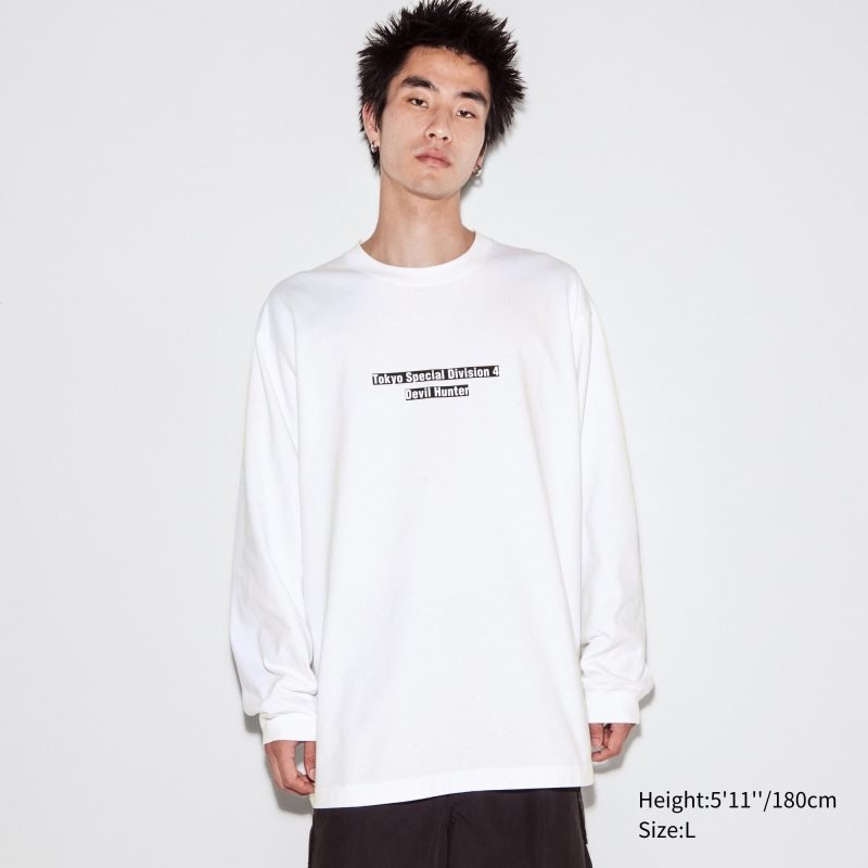 Uniqlo Chainsaw Man × Kosuke Kawamura Ut Long-sleeve Graphic メンズ Tシャツ 白 | 6649713