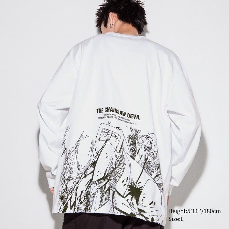 Uniqlo Chainsaw Man × Kosuke Kawamura Ut Long-sleeve Graphic メンズ Tシャツ 白 | 6649713