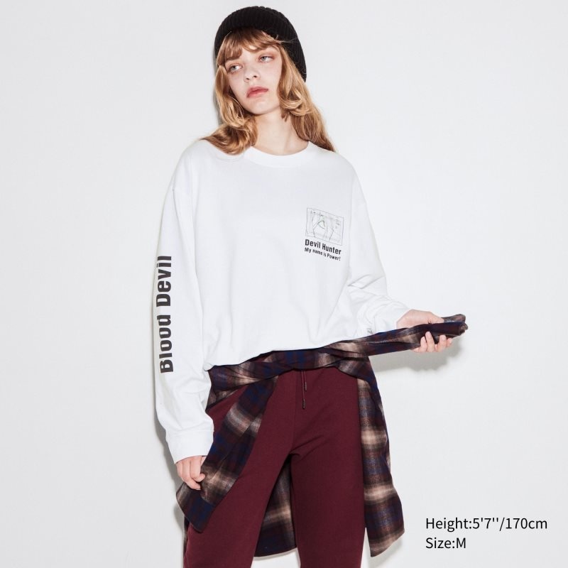 Uniqlo Chainsaw Man × Kosuke Kawamura Ut Long-sleeve Graphic メンズ Tシャツ 白 | 8762766