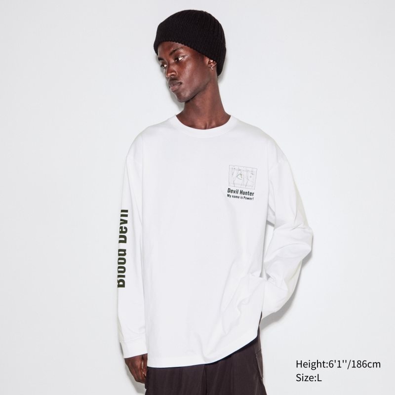 Uniqlo Chainsaw Man × Kosuke Kawamura Ut Long-sleeve Graphic メンズ Tシャツ 白 | 8762766
