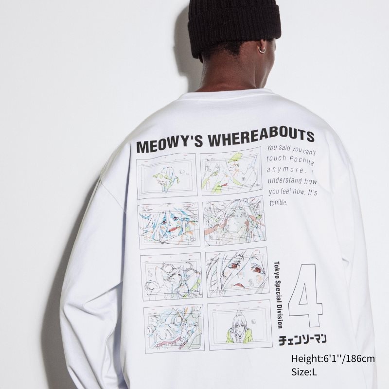 Uniqlo Chainsaw Man × Kosuke Kawamura Ut Long-sleeve Graphic メンズ Tシャツ 白 | 8762766