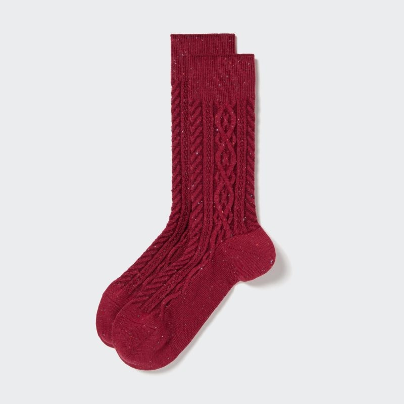 Uniqlo Color Nep Cable メンズ ソックス 赤 | 5262110