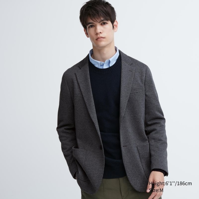 Uniqlo Comfort Houndstooth メンズ ジャケット グレー | 4003524