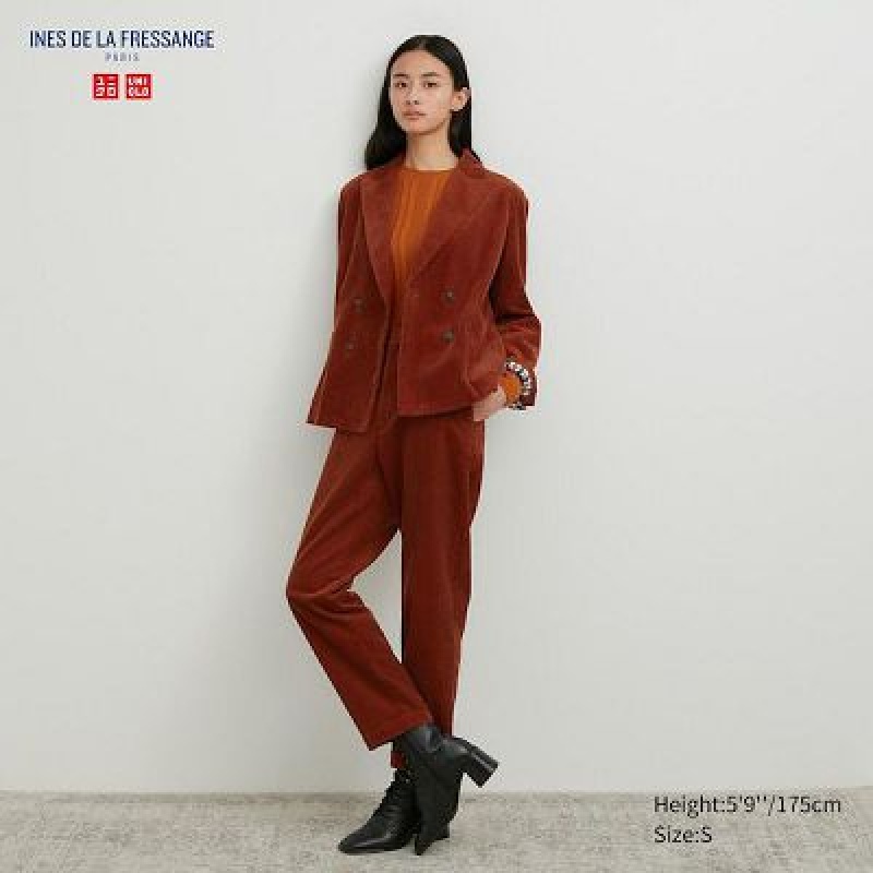Uniqlo Corduroy Tapered Ankle レディース パンツ ブラウン | 5942744