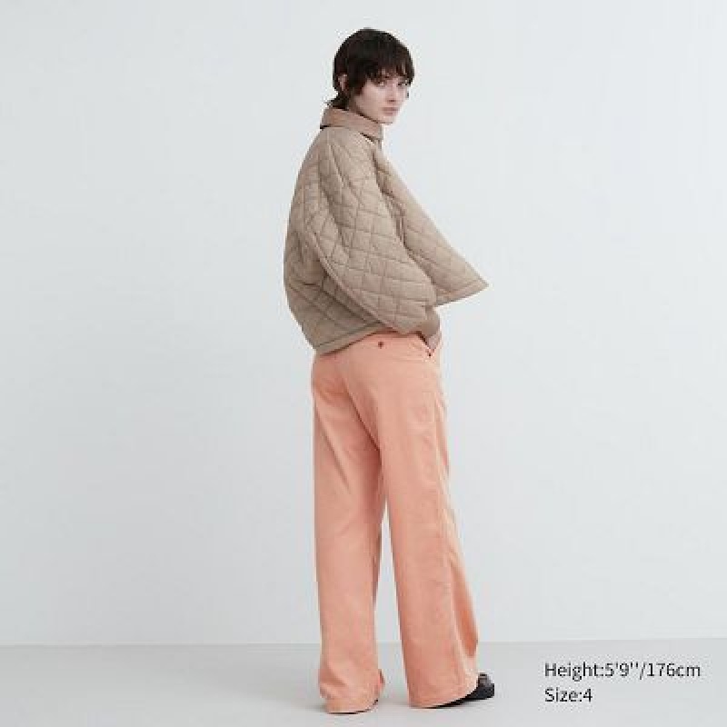 Uniqlo Corduroy Wide レディース パンツ ピンク | 1491355