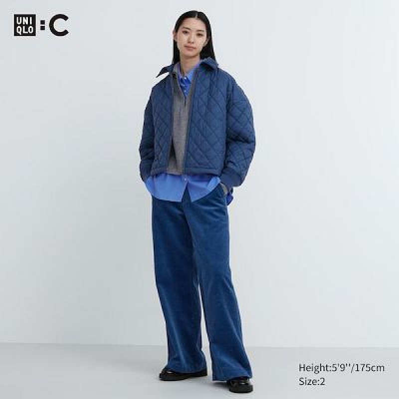 Uniqlo Corduroy Wide レディース パンツ 青 | 8081317