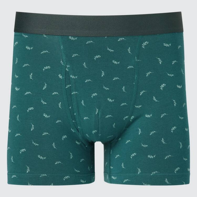 Uniqlo Cotton Printed Boxer メンズ ランジェリー 緑 | 639725