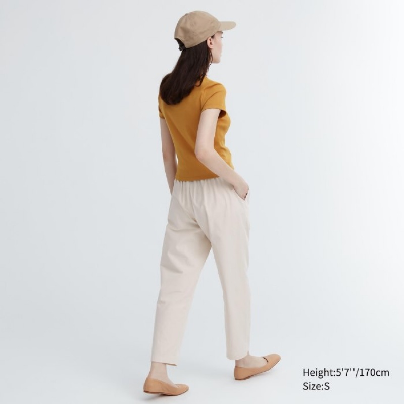 Uniqlo Cotton Relaxed Ankle Lounge レディース パンツ 白 | 804438