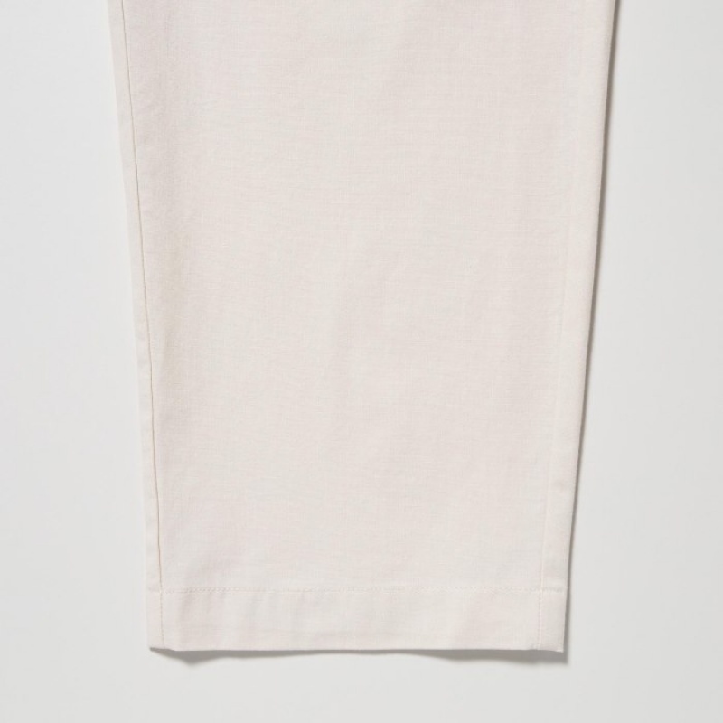 Uniqlo Cotton Relaxed Ankle Lounge レディース パンツ 白 | 804438