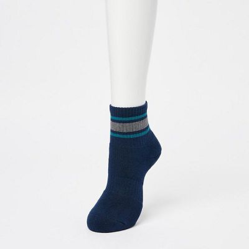 Uniqlo Crew Pile Lined (3 Pairs) レディース ソックス ネイビー | 9975467