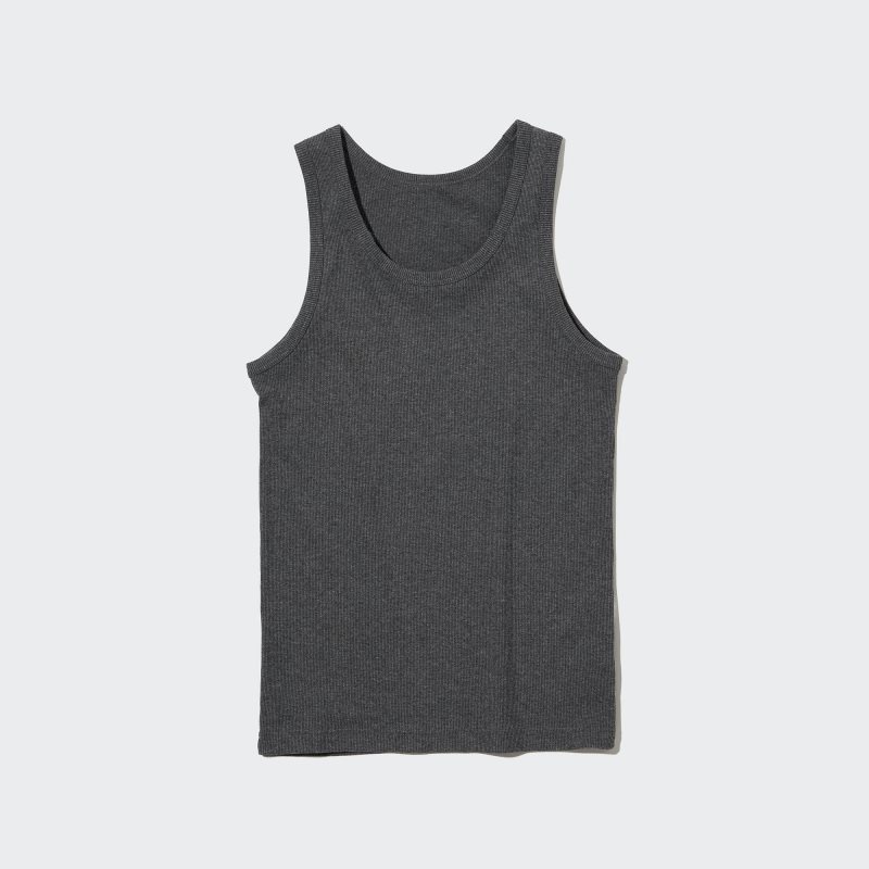 Uniqlo Dry Color Ribbed メンズ タンクトップ グレー | 1937140