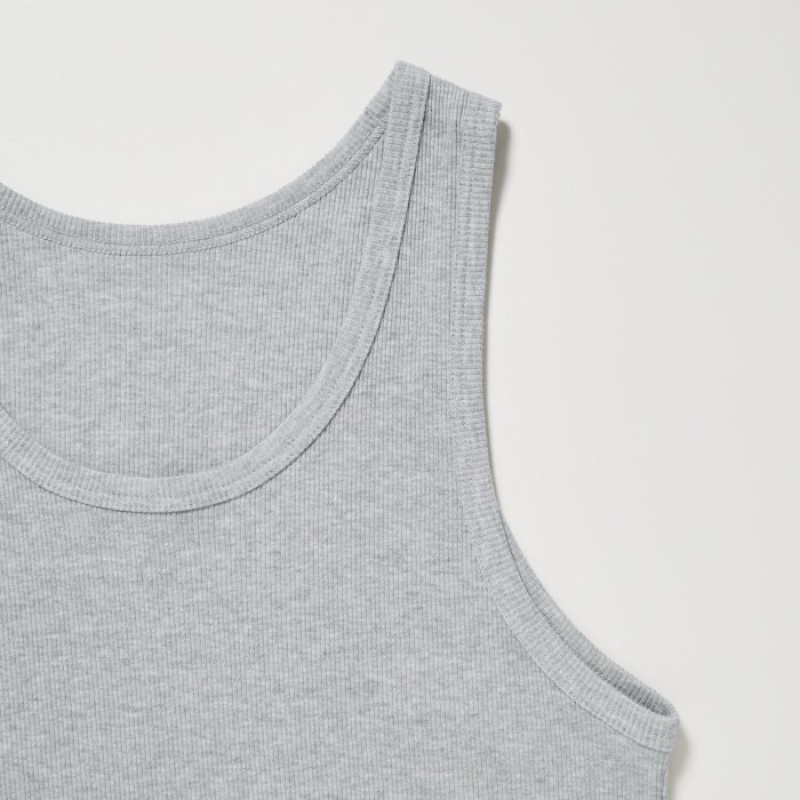 Uniqlo Dry Color Ribbed レディース タンクトップ グレー | 869481