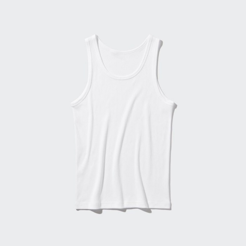 Uniqlo Dry Color Ribbed レディース タンクトップ 白 | 9459173