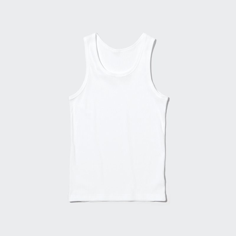 Uniqlo Dry Color Ribbed メンズ タンクトップ 白 | 9873454