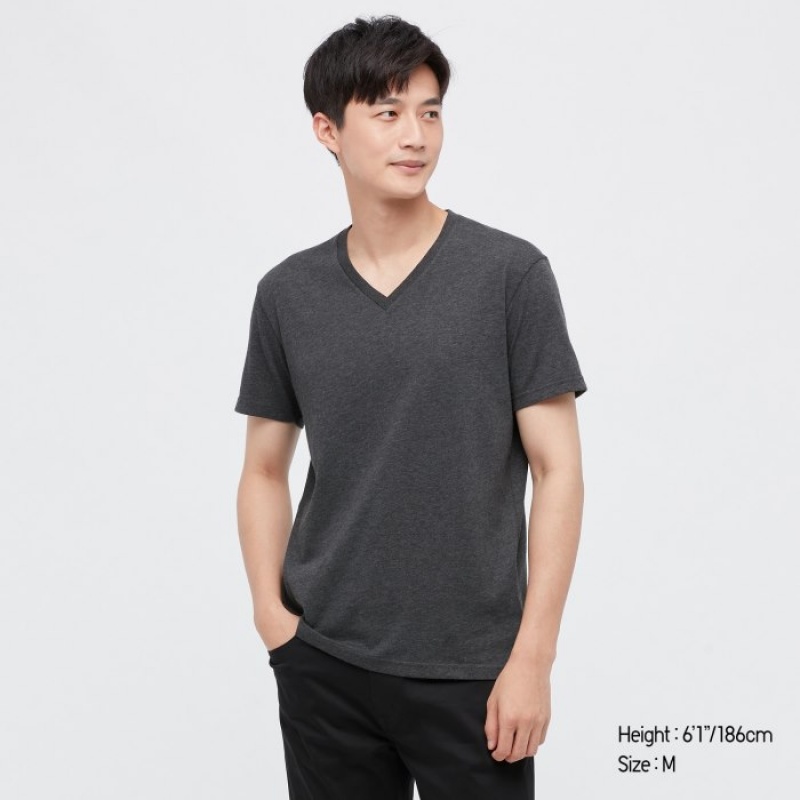 Uniqlo Dry Color V-Neck Short-Sleeve レディース Tシャツ グレー | 9925402