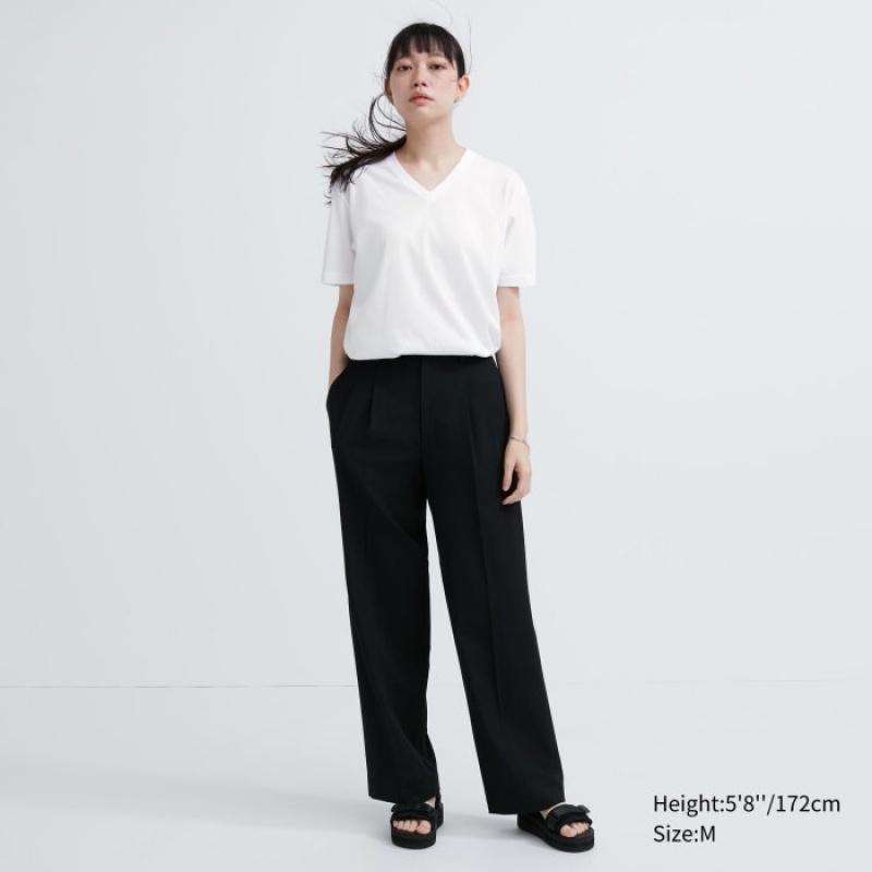 Uniqlo Dry Color V-Neck Short-Sleeve レディース Tシャツ 赤 | 6262217