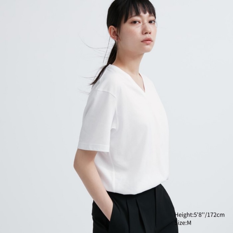 Uniqlo Dry Color V-Neck Short-Sleeve レディース Tシャツ 赤 | 6262217