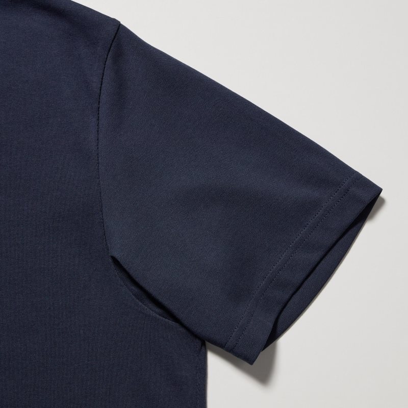 Uniqlo Dry Color V-Neck Short-Sleeve メンズ Tシャツ ネイビー | 5694531
