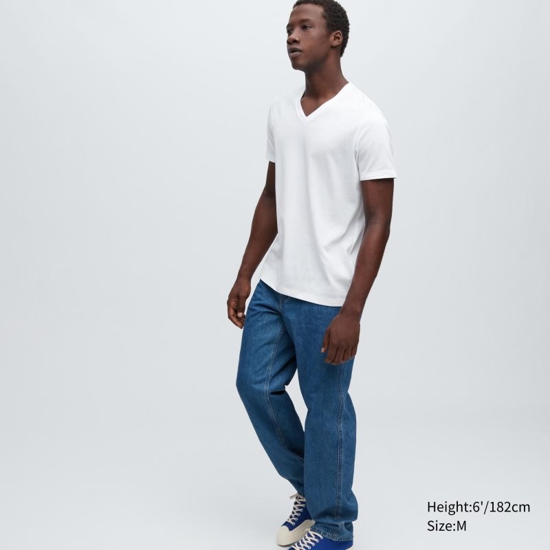 Uniqlo Dry Color V-Neck Short-Sleeve メンズ Tシャツ 白 | 1524103