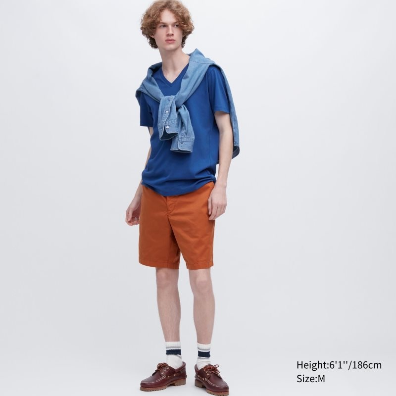 Uniqlo Dry Color V-Neck Short-Sleeve メンズ Tシャツ 青 | 6411691