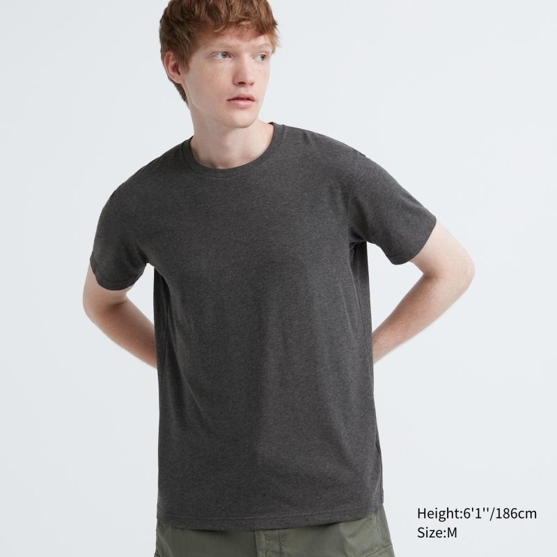 Uniqlo Dry Crew Neck Short-sleeve Color メンズ Tシャツ グレー | 848579