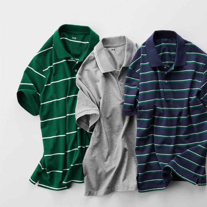 Uniqlo Dry Pique Striped Short-sleeve メンズ ポロシャツ ネイビー | 1914234