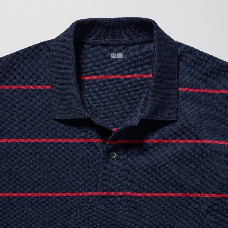 Uniqlo Dry Pique Striped Short-sleeve メンズ ポロシャツ ネイビー | 1914234