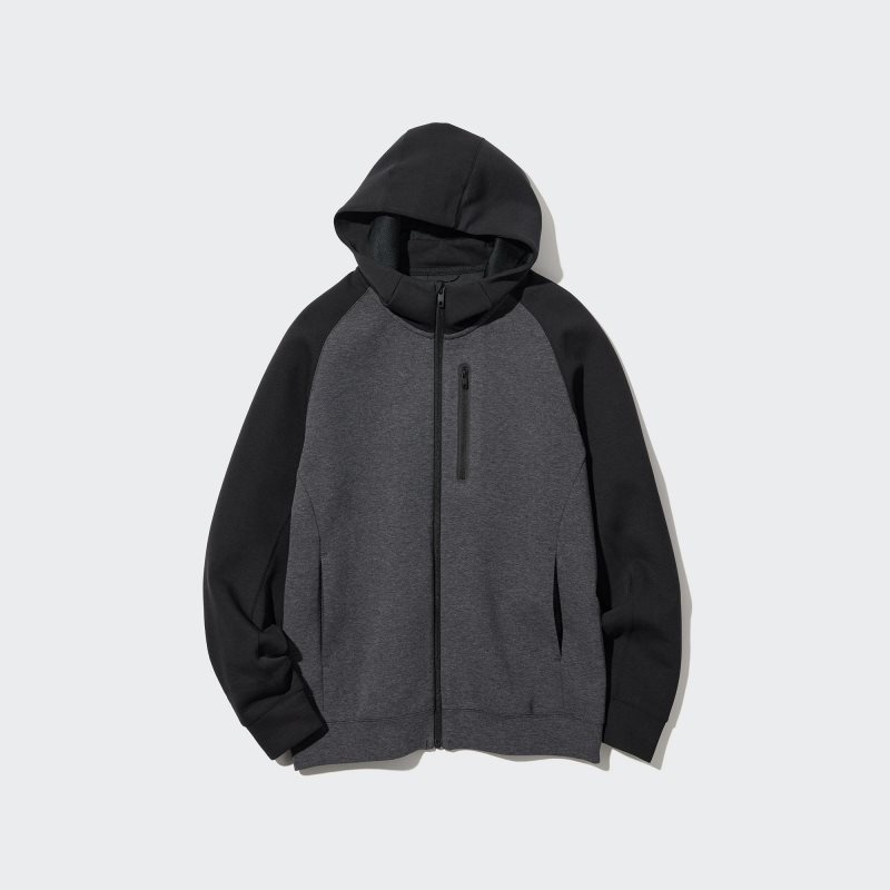 Uniqlo Dry Stretch Sweat Full-zip Color Block メンズ パーカー グレー | 4810612
