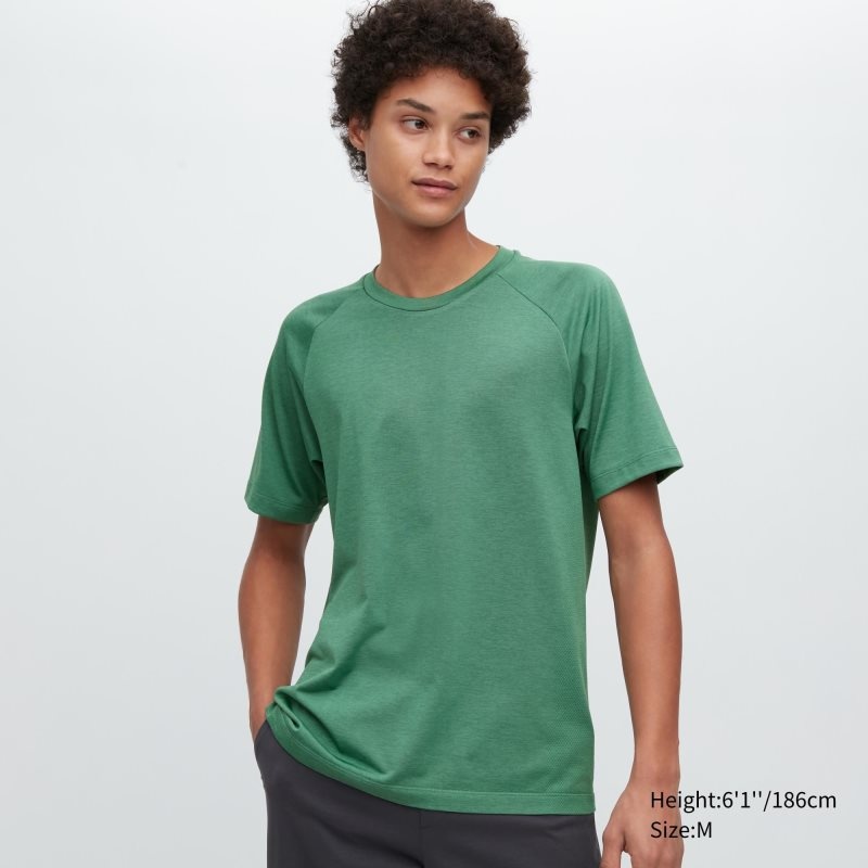Uniqlo Dry-ex Crew Neck Short-sleeve メンズ Tシャツ 緑 | 8193972