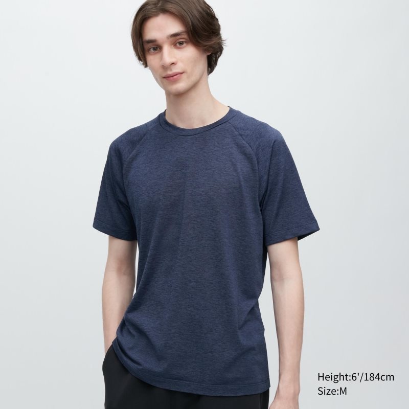 Uniqlo Dry-ex Crew Neck Short-sleeve メンズ Tシャツ 青 | 8215112