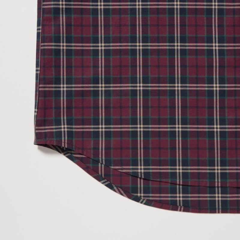 Uniqlo Extra Fine Cotton Broadcloth Checked Casual レディース シャツ ボルドー | 4946191