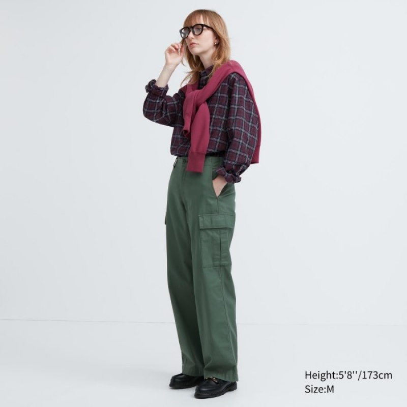 Uniqlo Extra Fine Cotton Broadcloth Checked Casual レディース シャツ ボルドー | 4946191