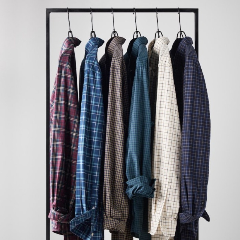 Uniqlo Extra Fine Cotton Broadcloth Checked Casual レディース シャツ ボルドー | 4946191