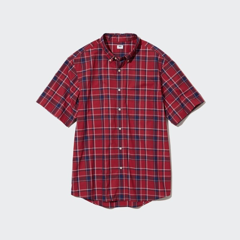 Uniqlo Extra Fine Cotton Short-sleeve メンズ シャツ 赤 | 7995978