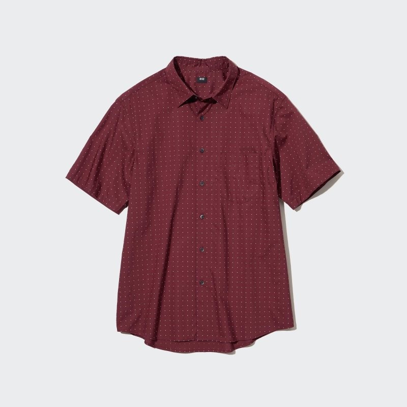 Uniqlo Extra Fine Cotton Short-sleeve メンズ シャツ ボルドー | 8767424