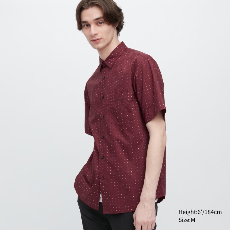 Uniqlo Extra Fine Cotton Short-sleeve メンズ シャツ ボルドー | 8767424