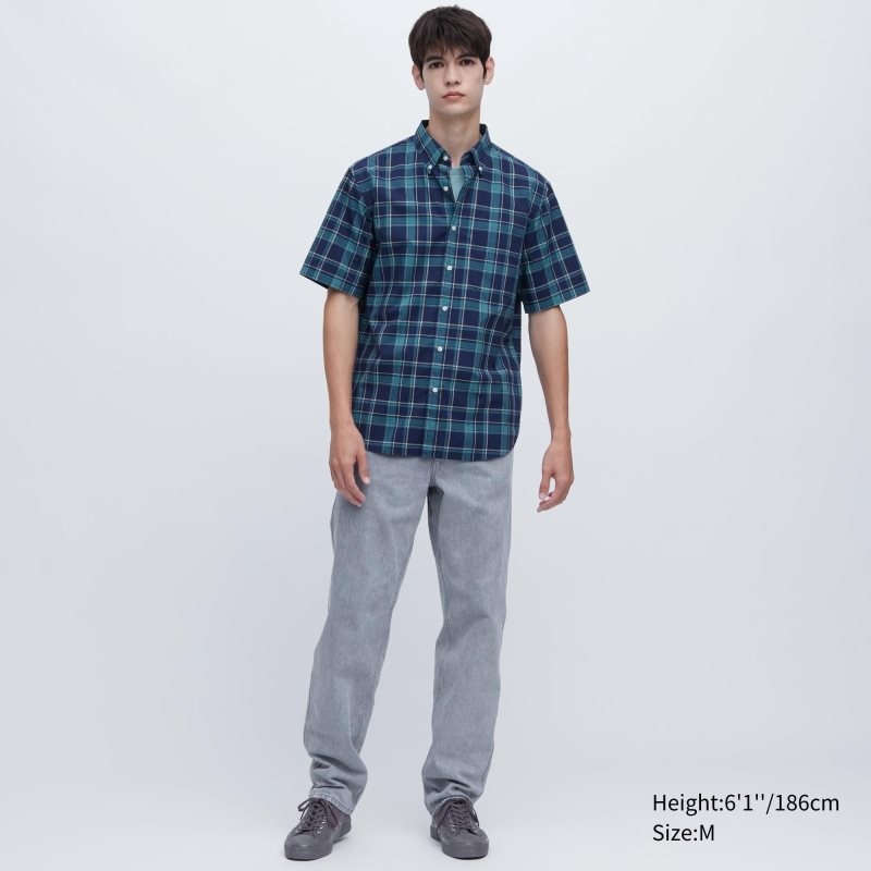 Uniqlo Extra Fine Cotton Short-sleeve メンズ シャツ 青 | 7450838