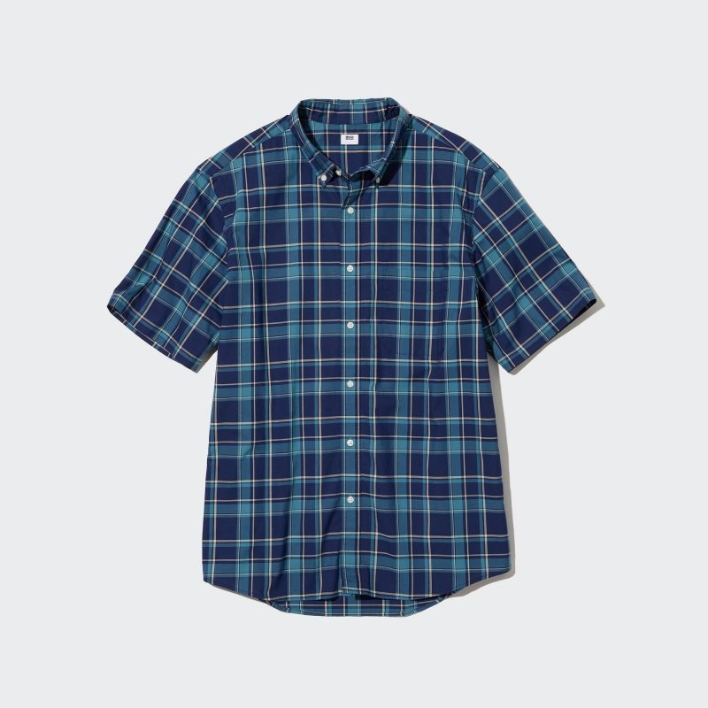 Uniqlo Extra Fine Cotton Short-sleeve メンズ シャツ 青 | 7450838