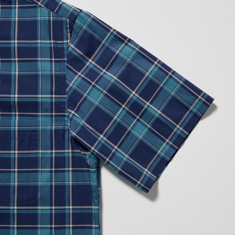 Uniqlo Extra Fine Cotton Short-sleeve メンズ シャツ 青 | 7450838