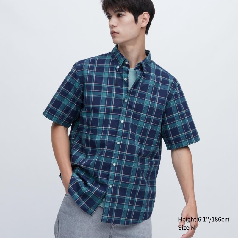 Uniqlo Extra Fine Cotton Short-sleeve メンズ シャツ 青 | 7450838