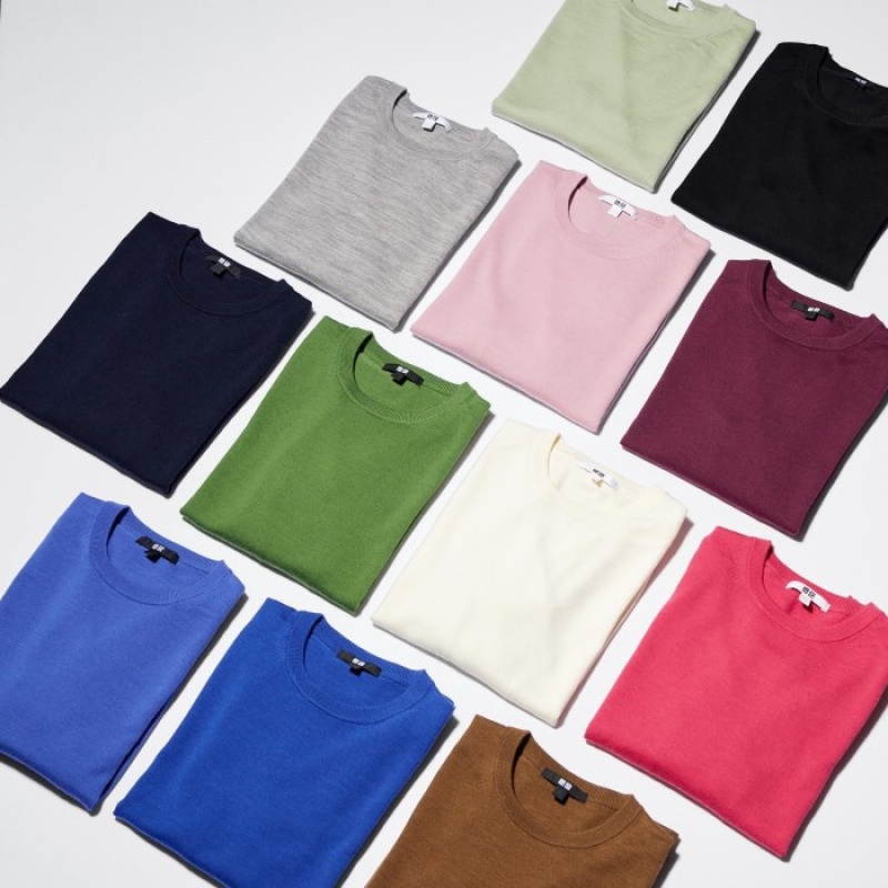 Uniqlo Extra Fine Merino Crew Neck Long-Sleeve レディース セーター ボルドー | 759532