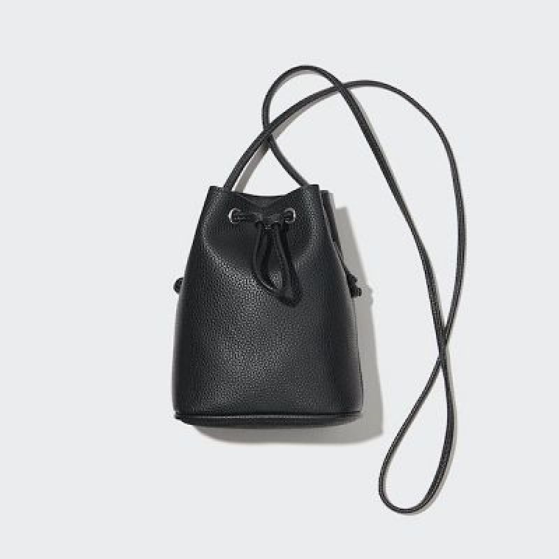 Uniqlo Faux-Leather Drawstring Mini レディース クロスボディバッグ 黒 | 3905357