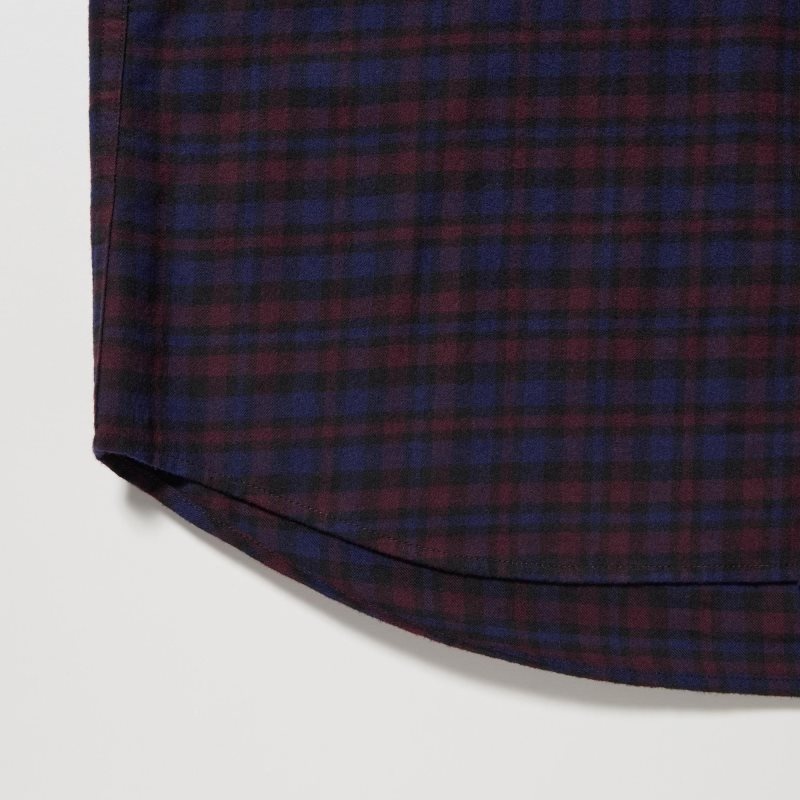 Uniqlo Flannel Checked Long Sleeve メンズ シャツ ボルドー | 9263220