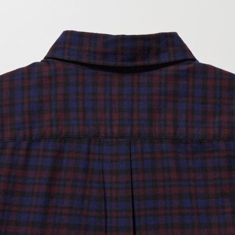 Uniqlo Flannel Checked Long Sleeve メンズ シャツ ボルドー | 9263220
