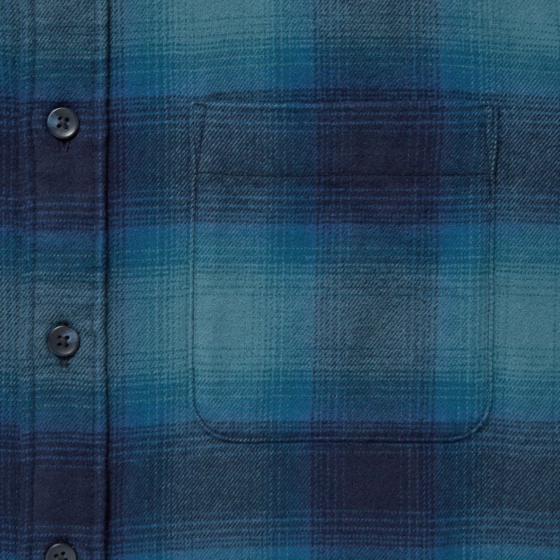 Uniqlo Flannel Checked Long-sleeve メンズ シャツ 青 | 578498