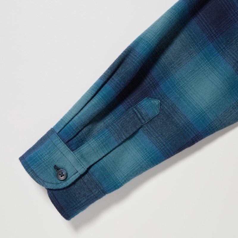 Uniqlo Flannel Checked Long-sleeve メンズ シャツ 青 | 578498