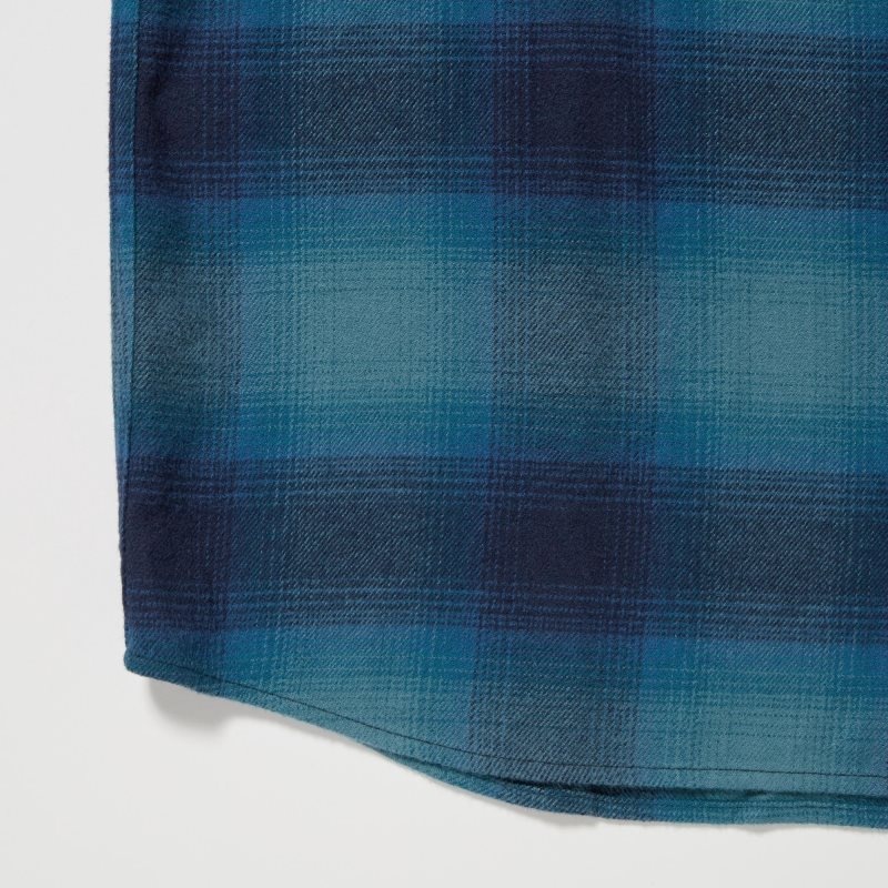 Uniqlo Flannel Checked Long-sleeve メンズ シャツ 青 | 578498