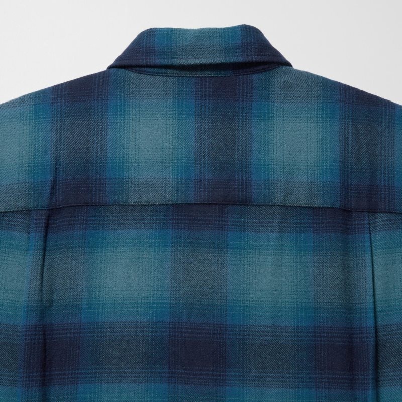 Uniqlo Flannel Checked Long-sleeve メンズ シャツ 青 | 578498