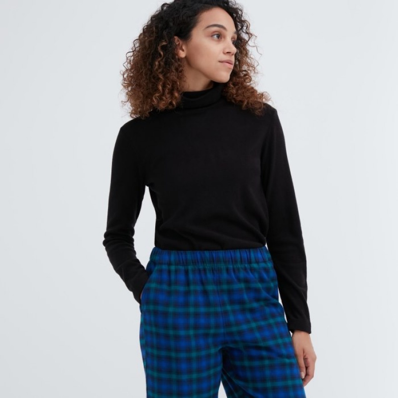 Uniqlo Flannel Checked Lounge レディース パンツ 青 | 4301532