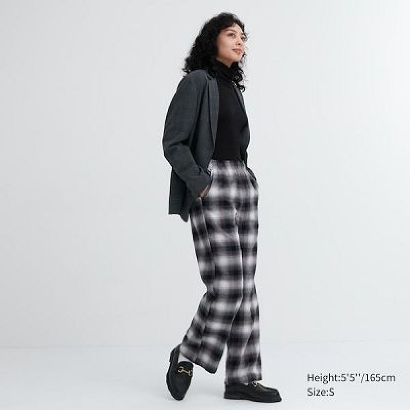 Uniqlo Flannel Checked レディース パンツ グレー | 5562